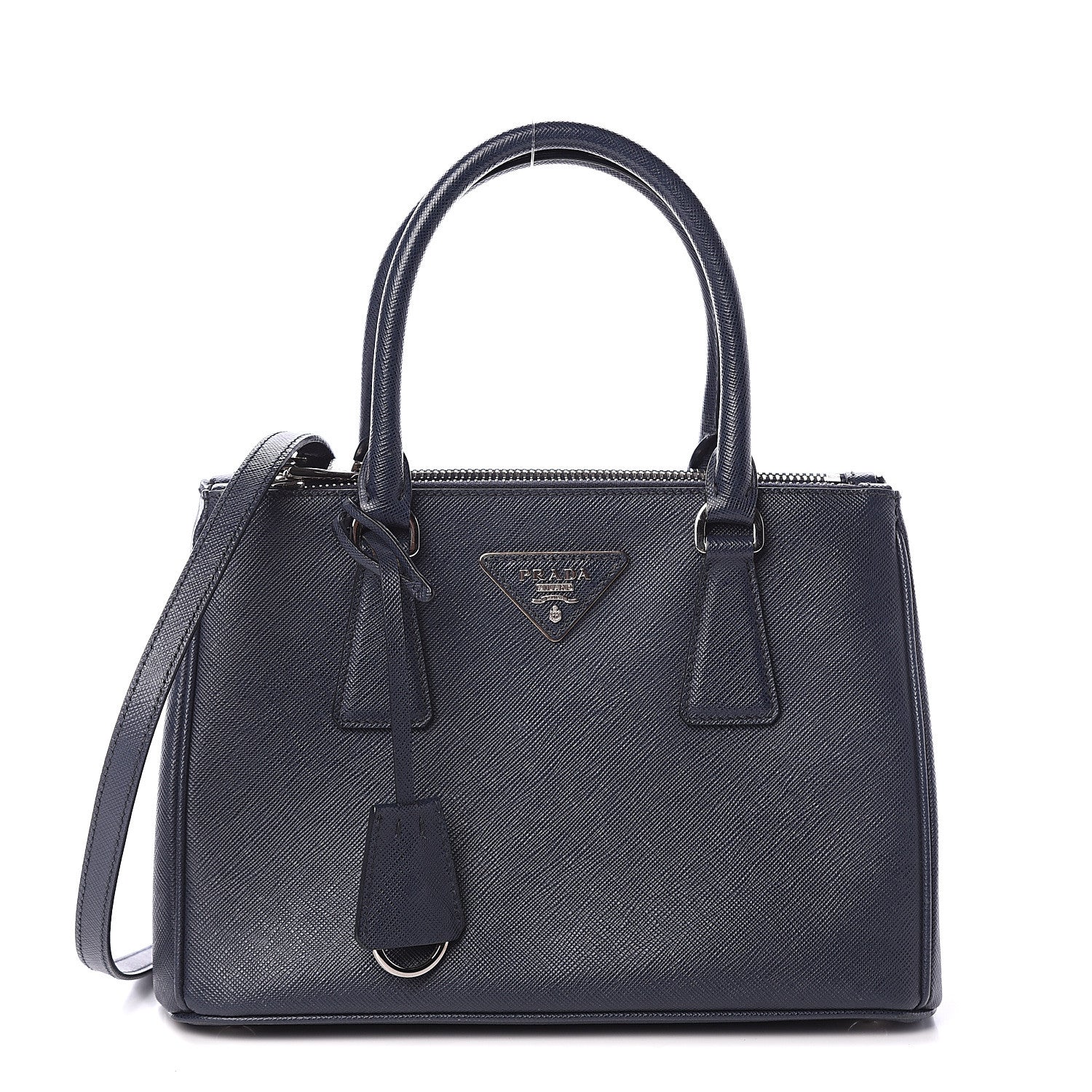 Prada Saffiano Mini Galleria Double Zip Tote Baltico 1 of 8