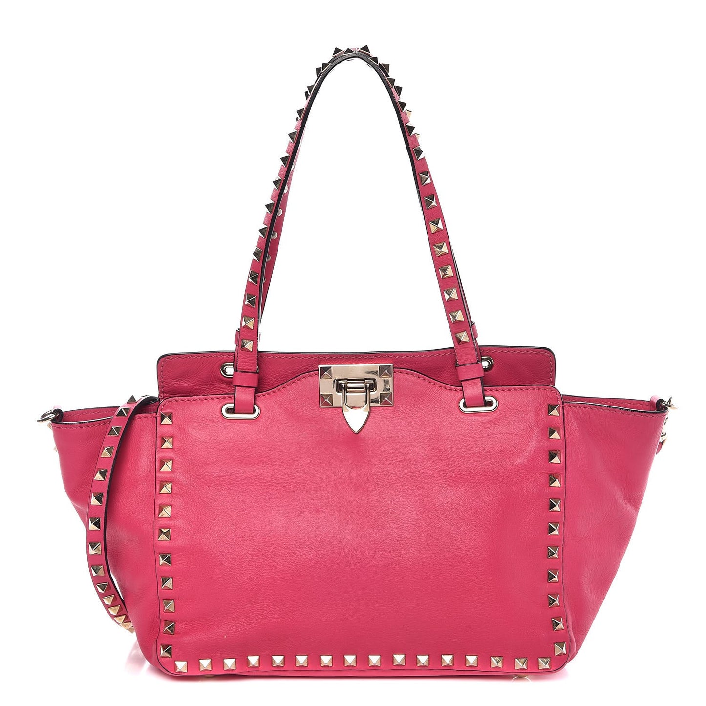 Vitello Small Rockstud Tote Raspberry