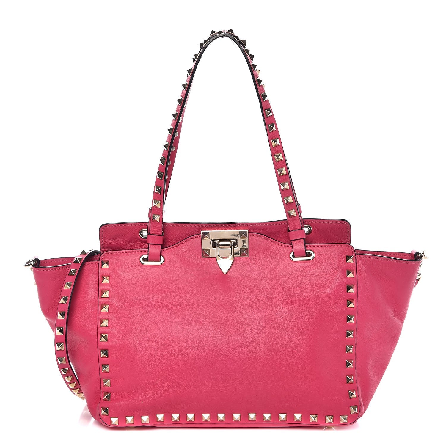 Valentino Garavani Vitello Small Rockstud Tote Raspberry 1 of 12