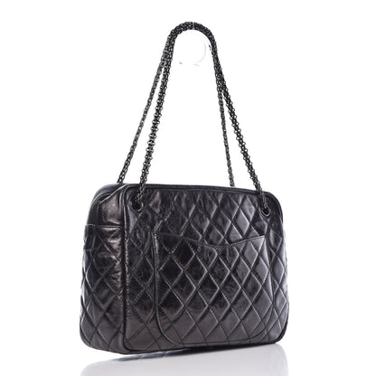 Chanel Metallic Aged Calfskin Quilted Large Reissue Camera Case Silver 3 of 11