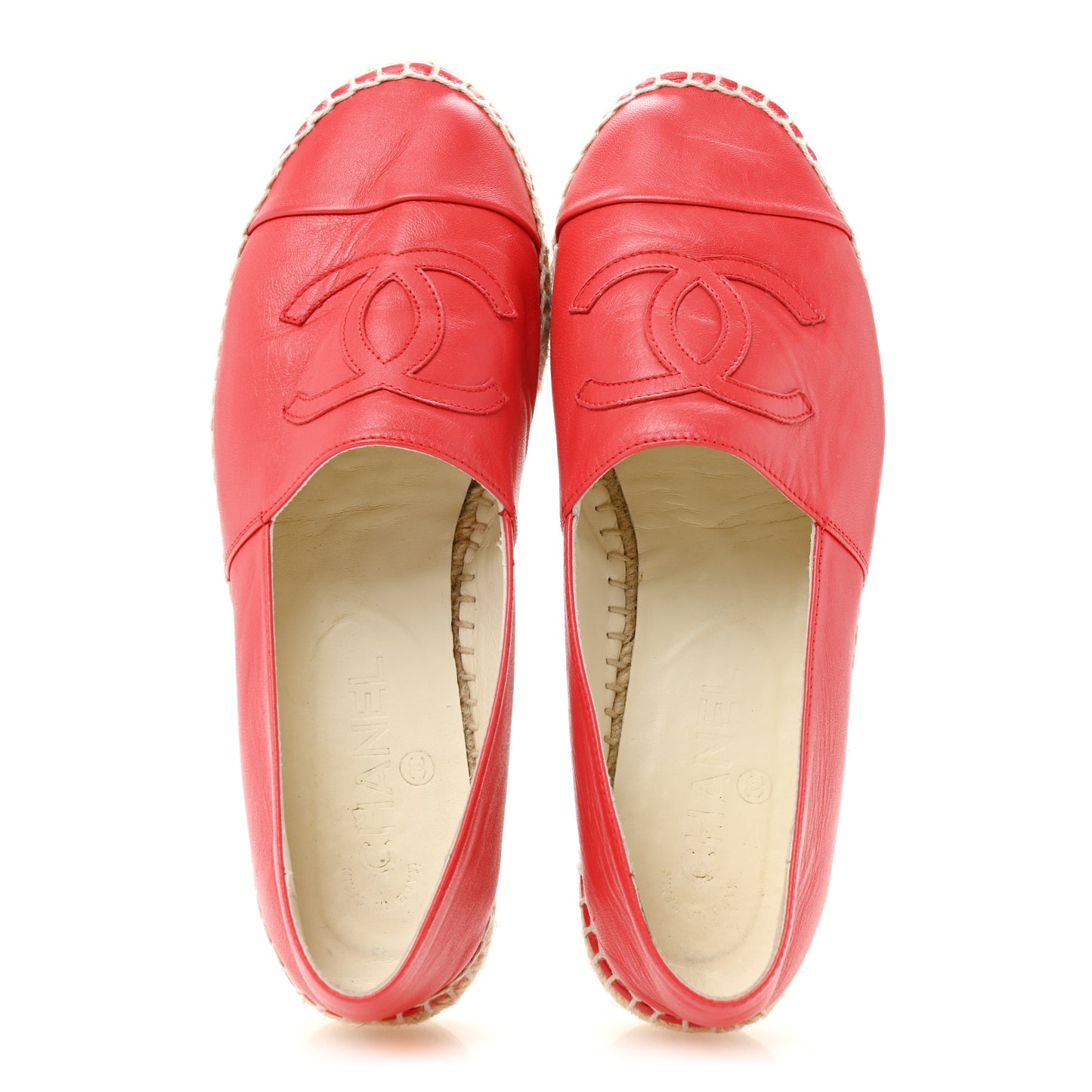 Lambskin CC Espadrilles 38 Red