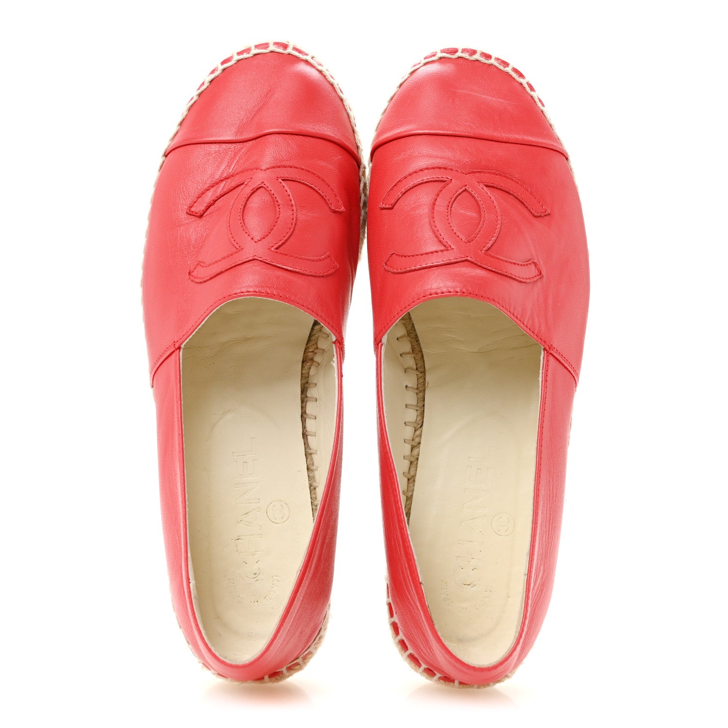 Chanel Lambskin CC Espadrilles 38 Red 2 of 9