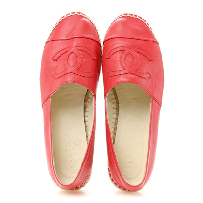 Chanel Lambskin CC Espadrilles 38 Red 2 of 9