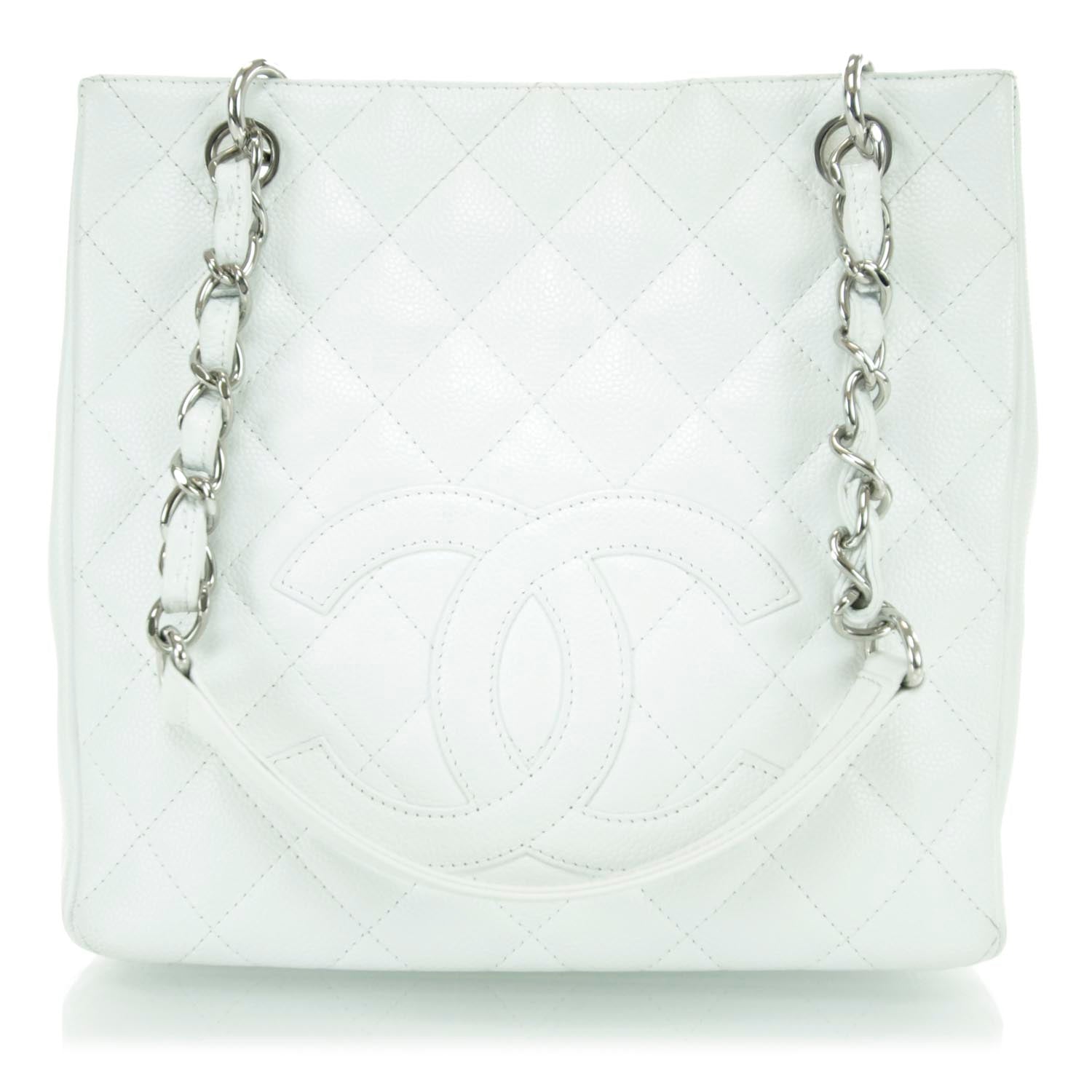 Chanel Caviar Petit Shopping Tote PST White 1 of 11
