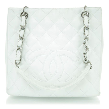 Chanel Caviar Petit Shopping Tote PST White 1 of 11