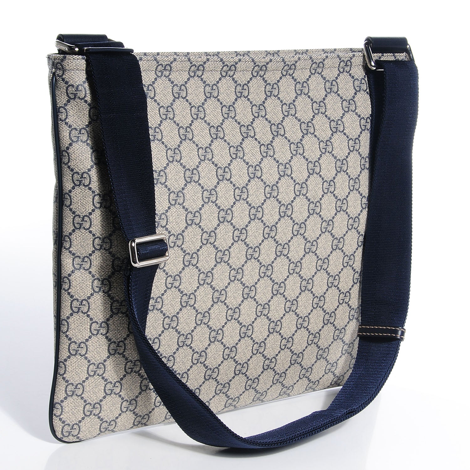 Gucci GG Plus Monogram Large Flat Messenger Bag Beige Blue 3 of 7
