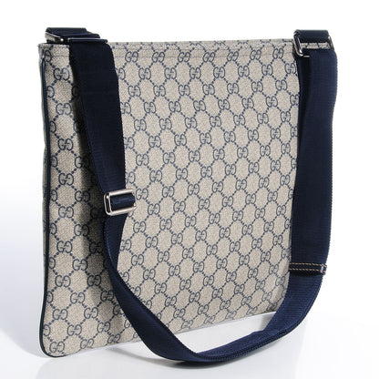 Gucci GG Plus Monogram Large Flat Messenger Bag Beige Blue 3 of 7