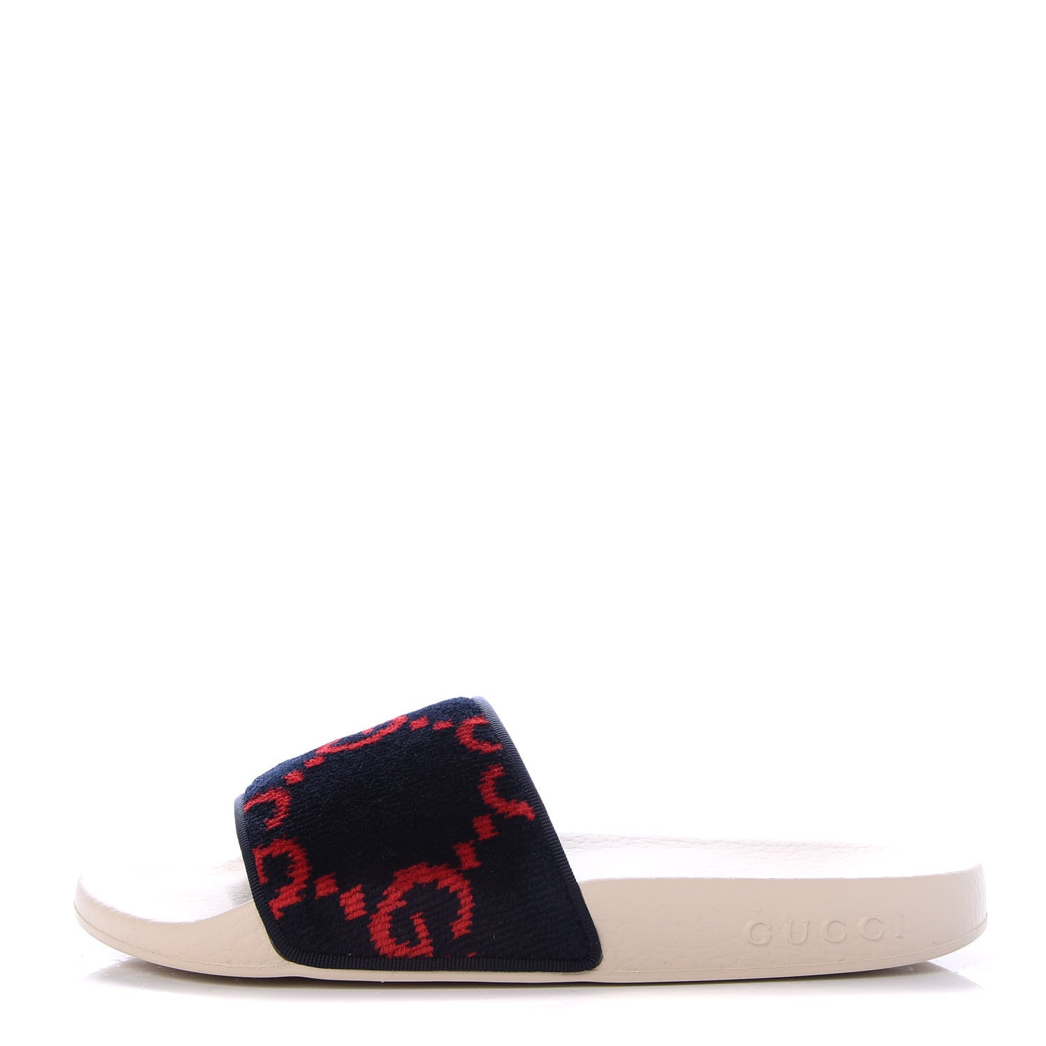 Gucci Terry Cloth GG Monogram Slide Sandals 37 Blue Red 1 of 10