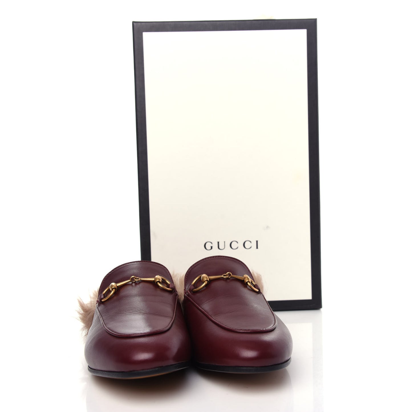 Malaga Kid Fur Womens Princetown Slippers 38 Vintage Bordeaux