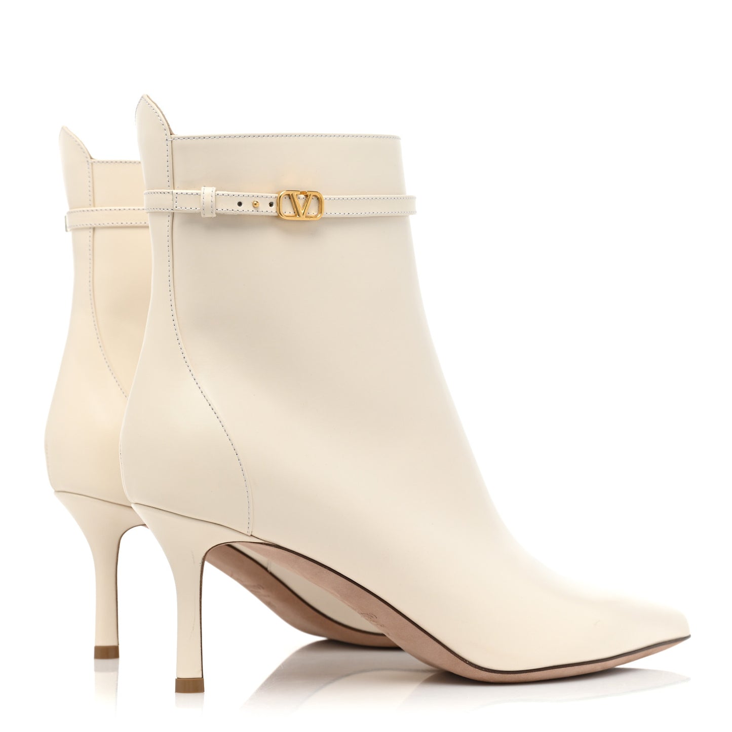 Calfskin Tan-Go 70mm Ankle Booties 41 Light Ivory