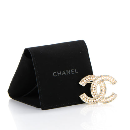 Chanel Pearl Baguette Crystal CC Brooch Gold 5 of 5