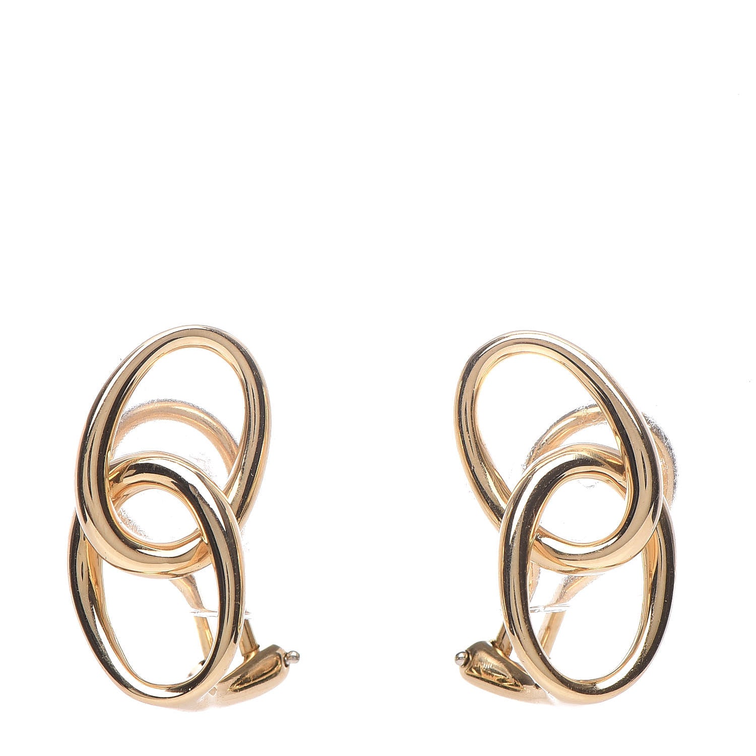 Tiffany 18K Yellow Gold Elsa Peretti Double Oval Loop Clip On Earrings 1 of 4