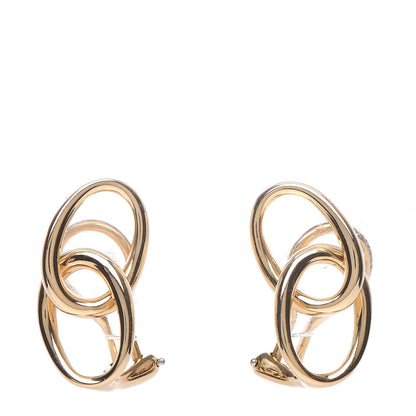 Tiffany 18K Yellow Gold Elsa Peretti Double Oval Loop Clip On Earrings 1 of 4