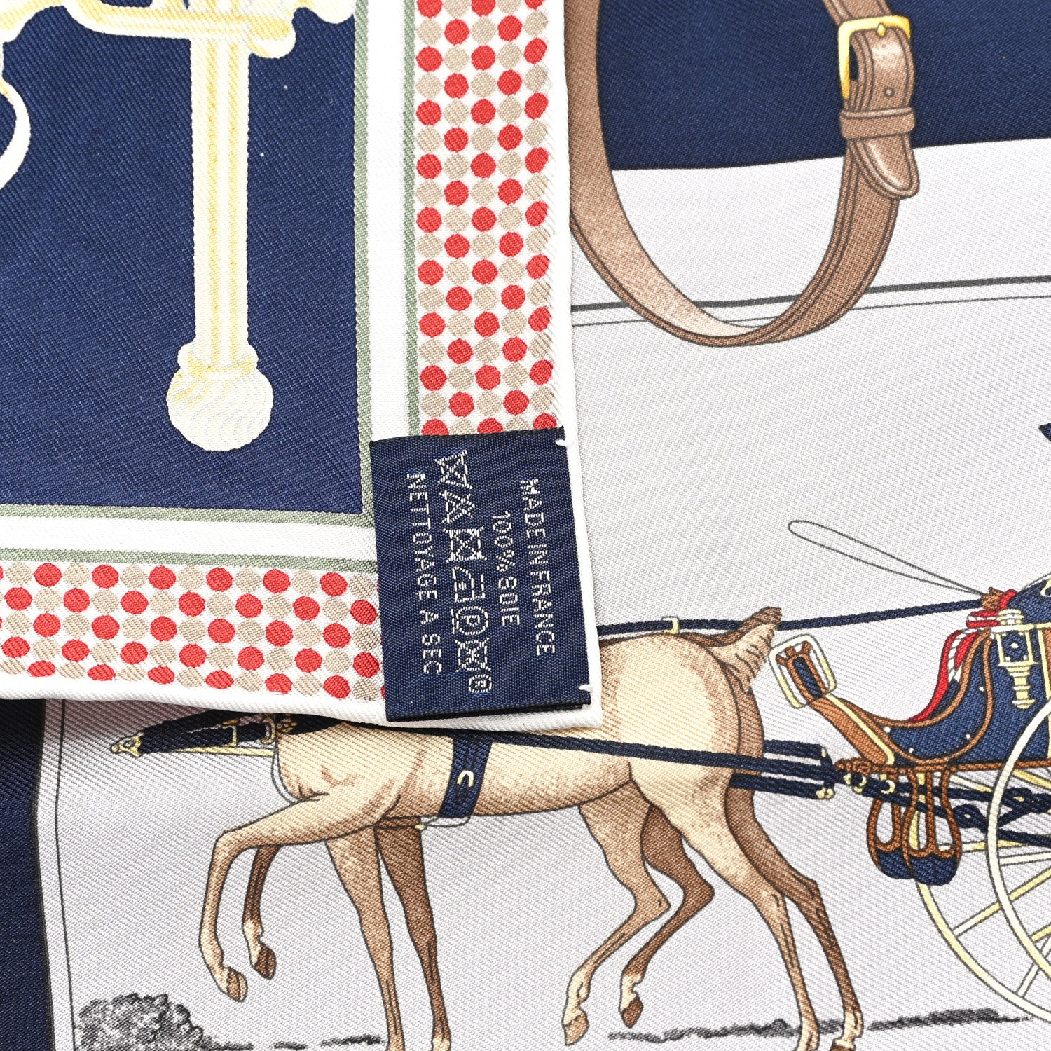 Hermes Silk Gavroche Carrick A Pompe Scarf 45 Marine Rouge Gris