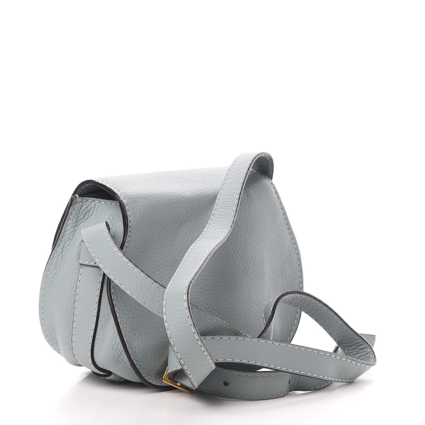 Calfskin Mini Marcie Round Crossbody Bag Faded Blue