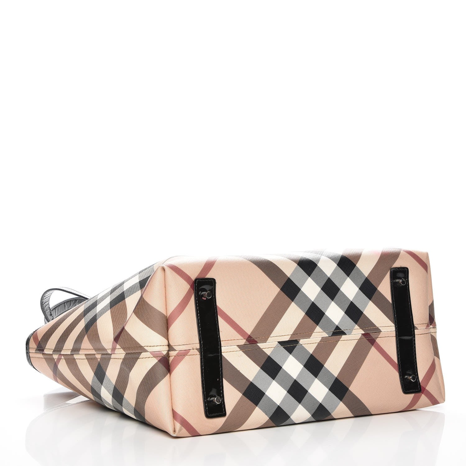 Burberry Nova Check Patent Trim Medium Shopper Tote Black 4 of 11