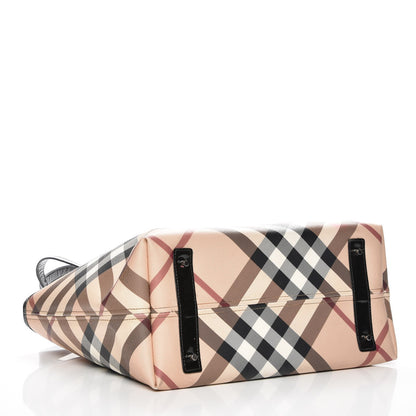 Burberry Nova Check Patent Trim Medium Shopper Tote Black 4 of 11