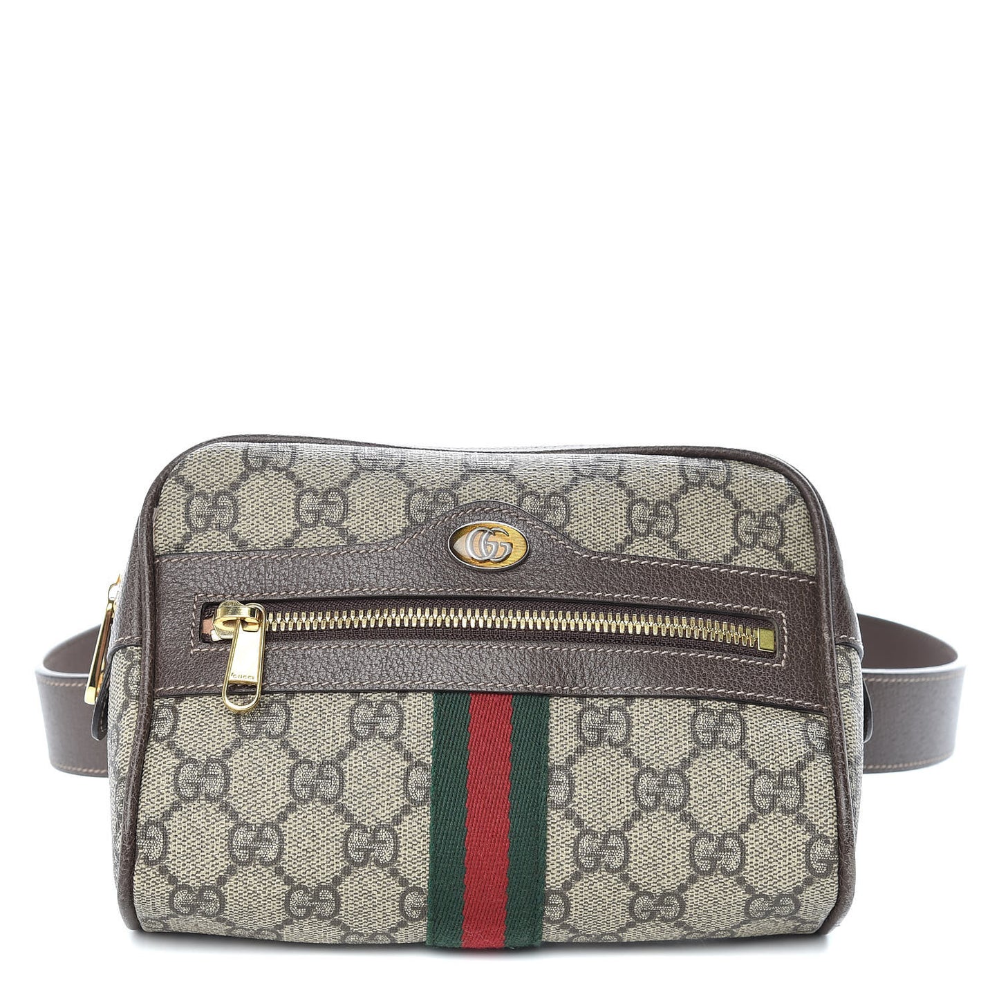 GG Supreme Monogram Web Small Ophidia Belt Bag 85 34 Dark Brown