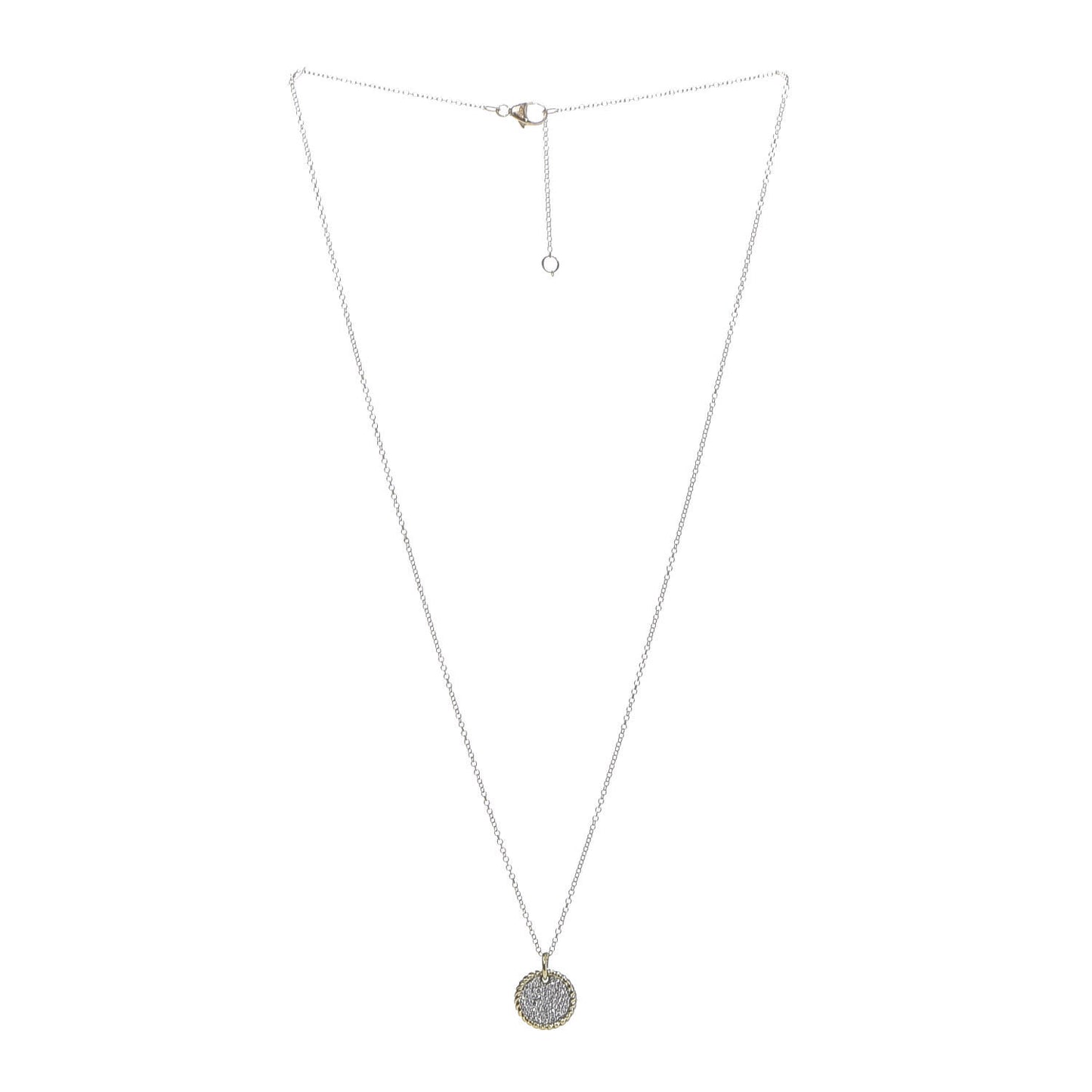 18K Yellow Gold Diamond Cable Collectibles Pave Charm Pendant Necklace