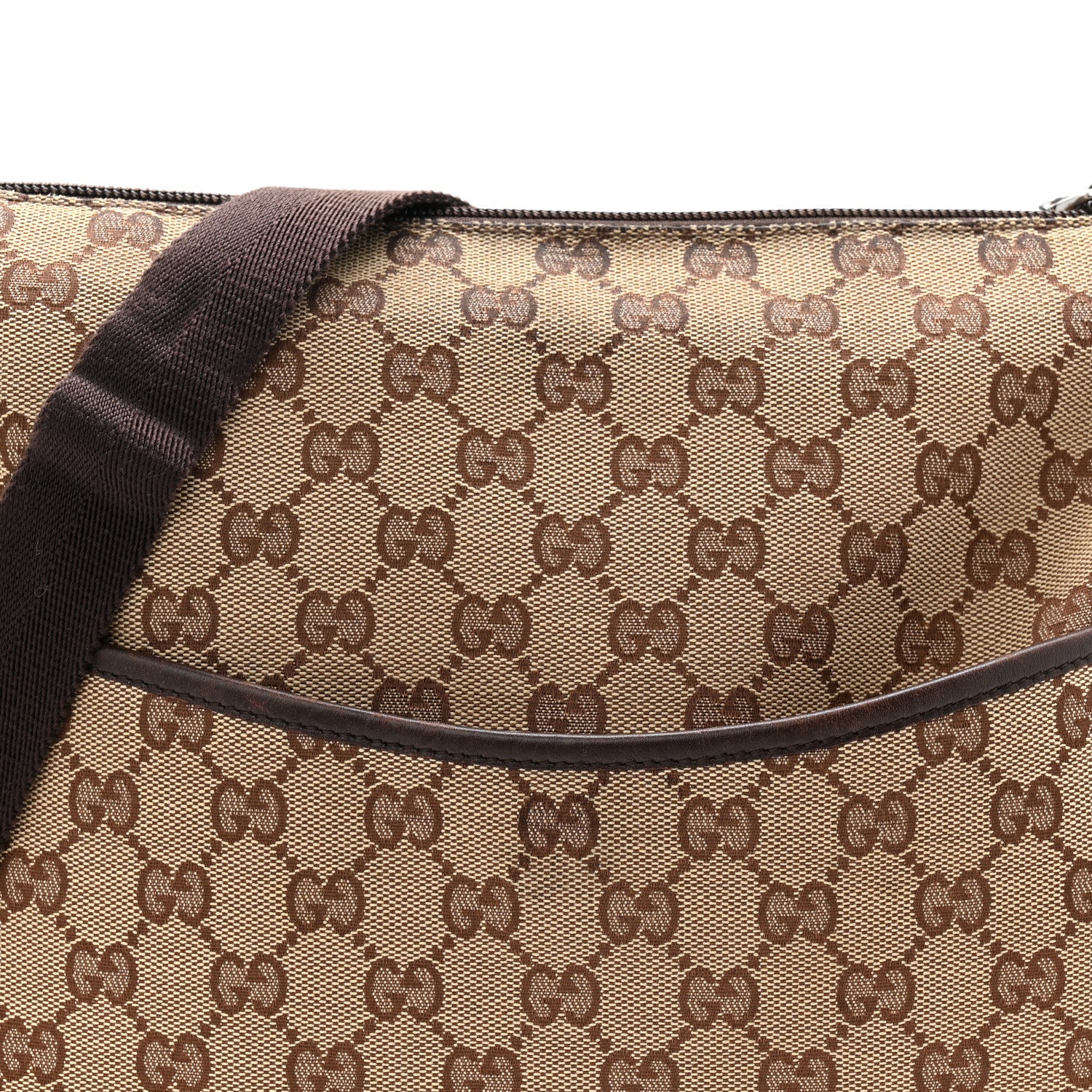 Gucci Monogram Calfskin Perforated Medium Flat Messenger Bag Dark Brown 8 of 13