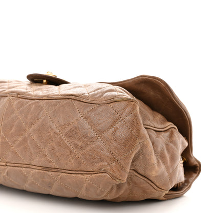 Chanel Crumpled Caviar Quilted Large Shiva Flap Beige 10 of 12