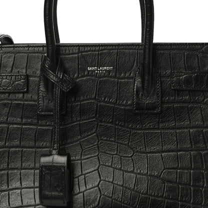 Saint Laurent Calfskin Crocodile Embossed Baby Sac De Jour Black 8 of 13