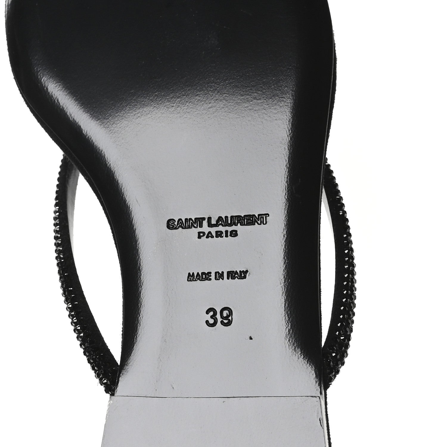 Saint Laurent Kid Suede Strass Crystal Embellished Joni 05 Flat Sandals 39 Black 7 of 8