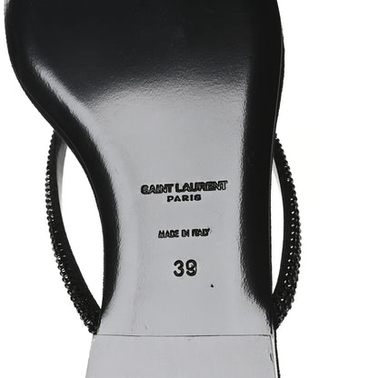 Saint Laurent Kid Suede Strass Crystal Embellished Joni 05 Flat Sandals 39 Black 7 of 8