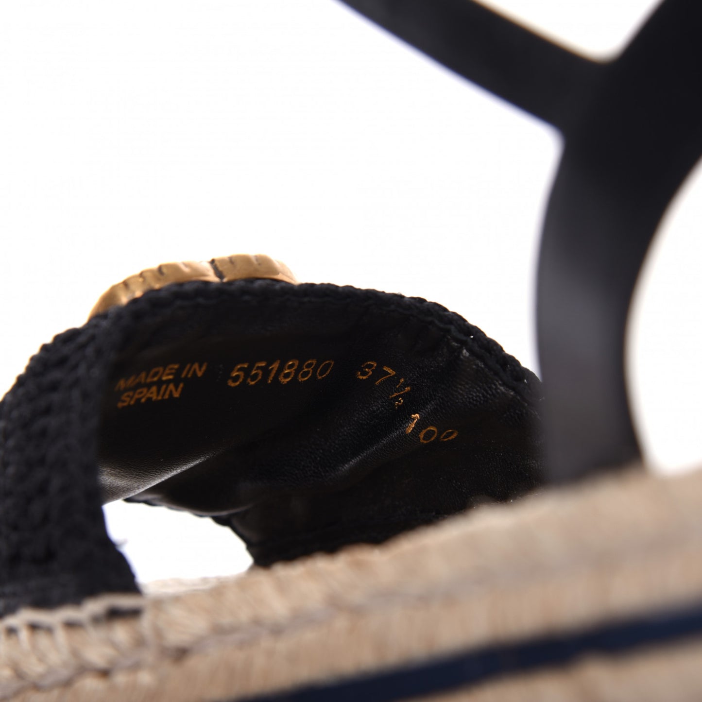 Cotton Malaga Kid Crochet Pearly GG Lilibeth Espadrille Platform Sandals 37.5 Black