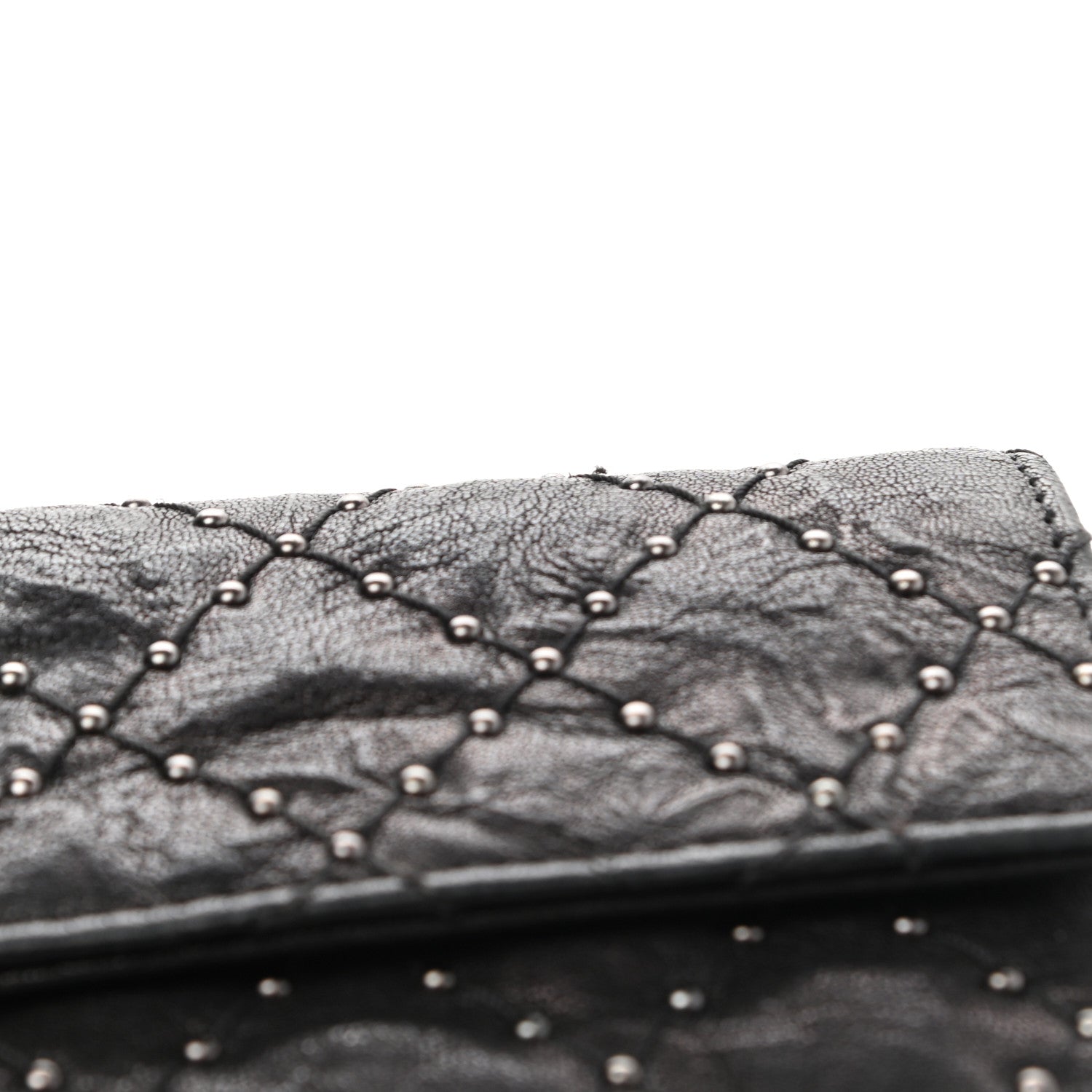Chanel Crumpled Lambskin Studded Paris Dallas Flap Wallet Black 5 of 10