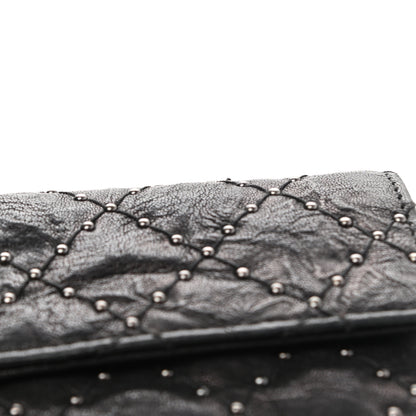 Chanel Crumpled Lambskin Studded Paris Dallas Flap Wallet Black 5 of 10