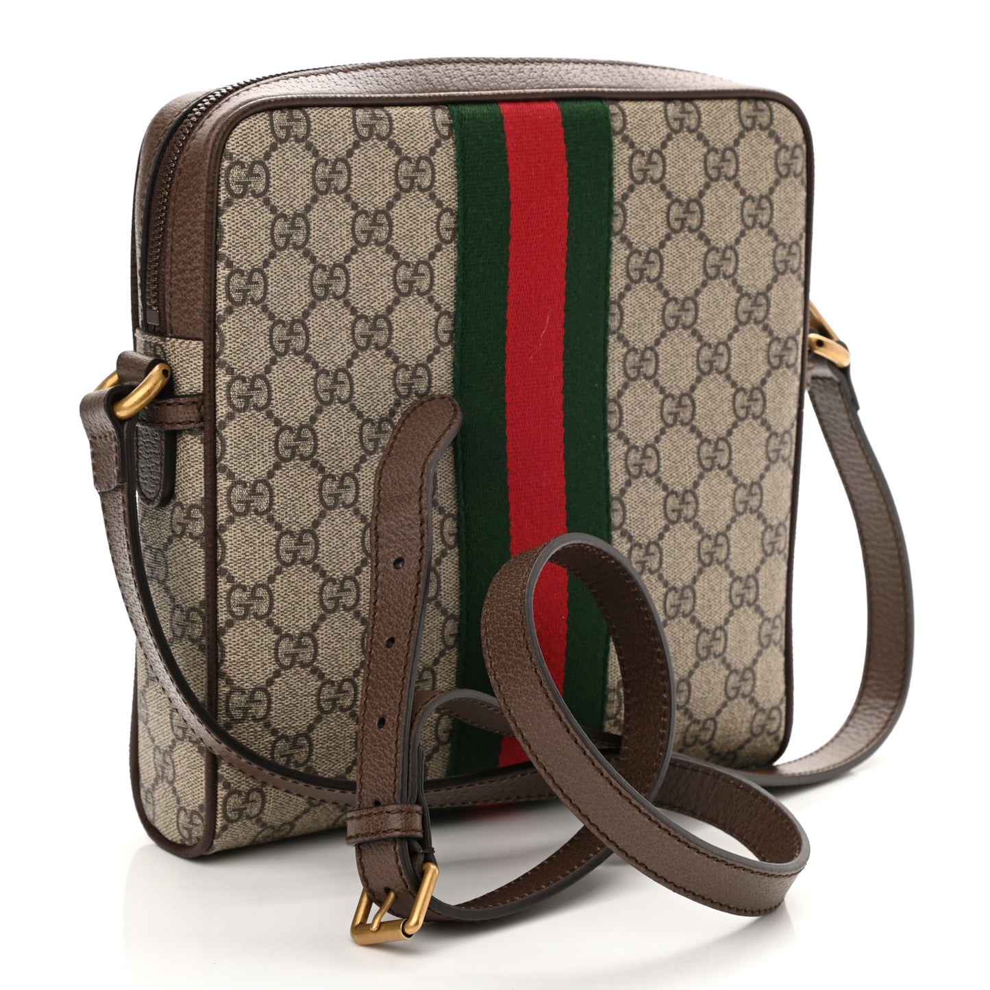 GG Supreme Monogram Web Small Ophidia Messenger Bag Brown