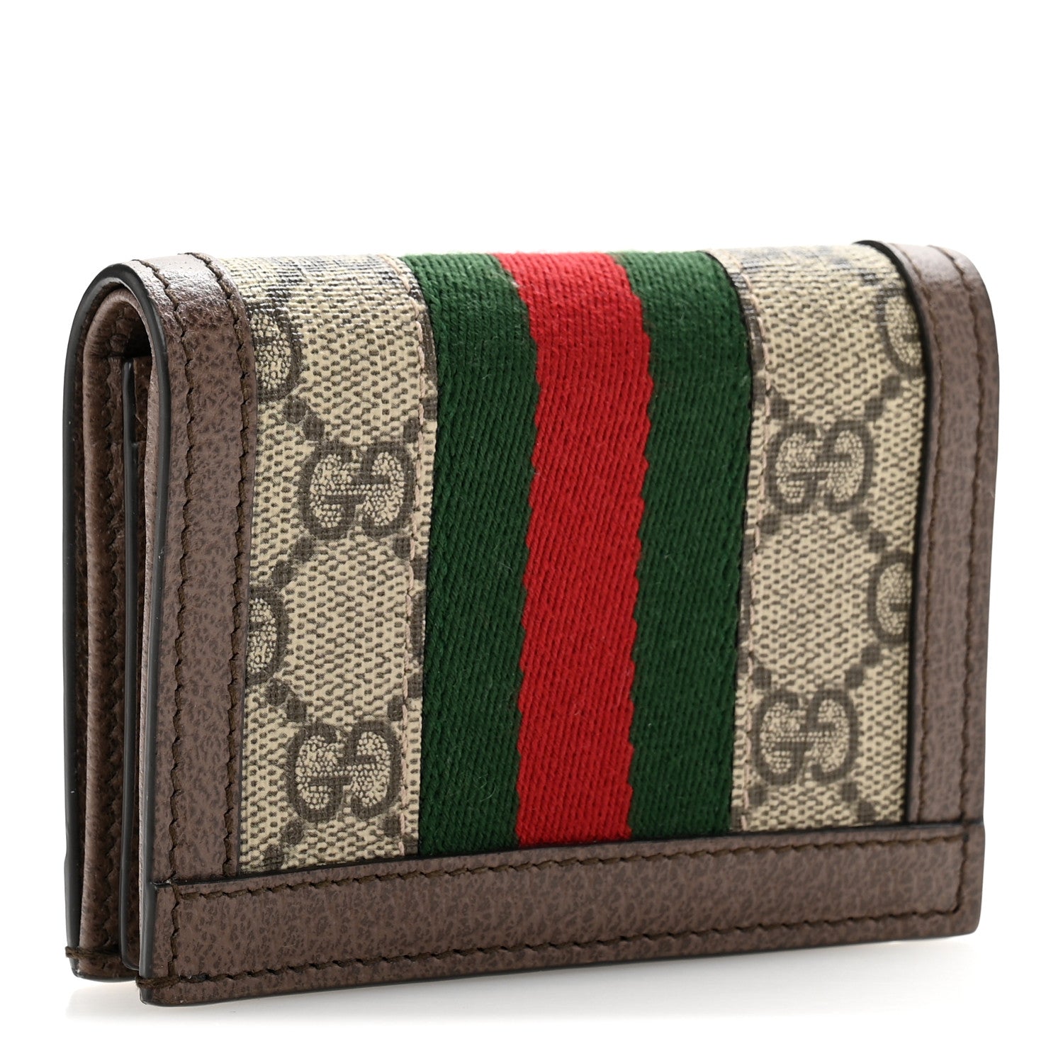 Gucci GG Supreme Monogram Web Ophidia Card Case Beige New Acero 3 of 10