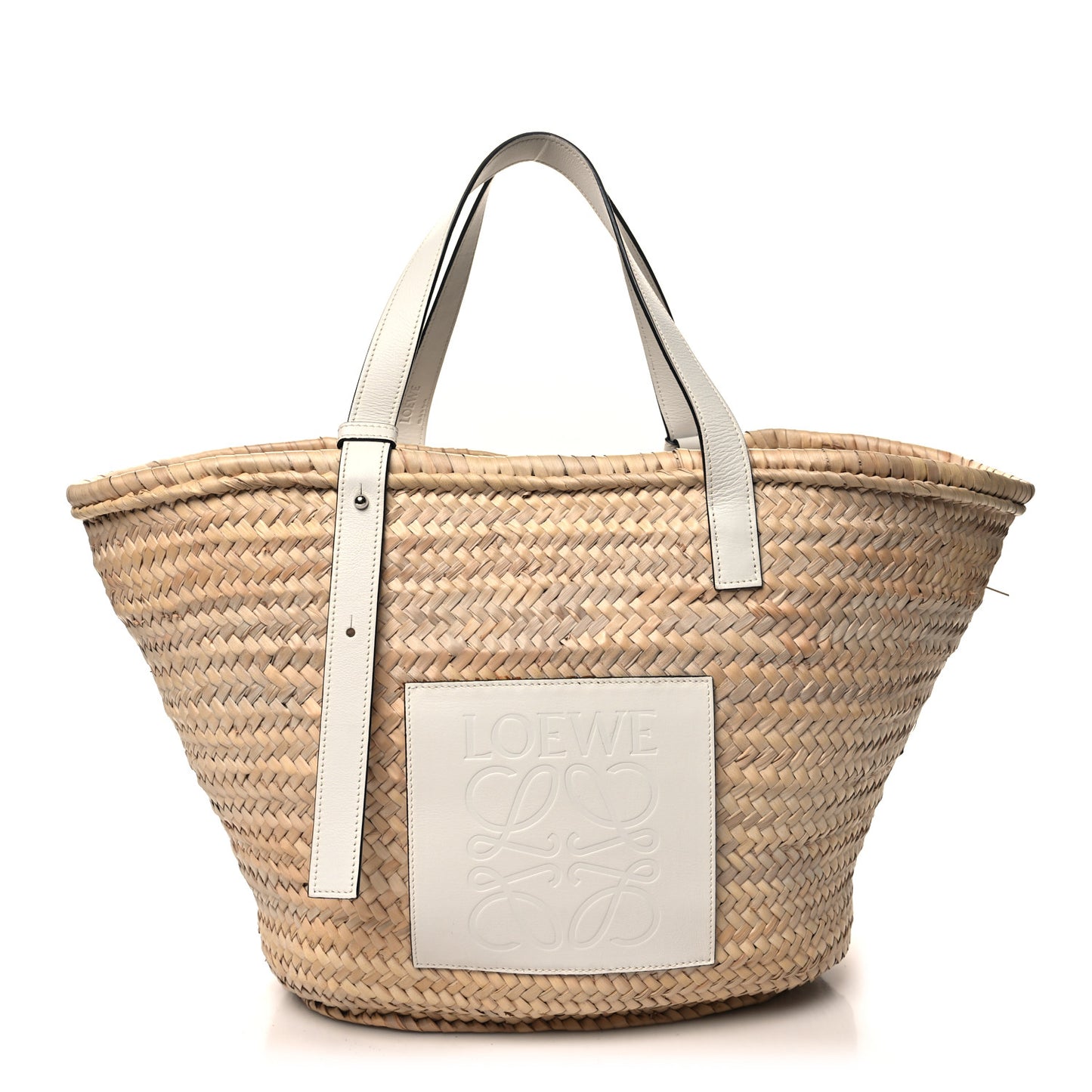 Raffia Large Basket Tote Bag White