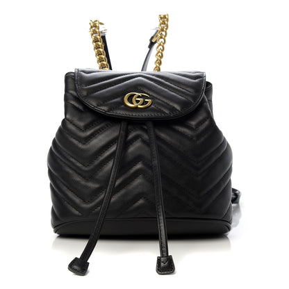 Gucci Calfskin Matelasse GG Marmont Flap Backpack Black 1 of 9