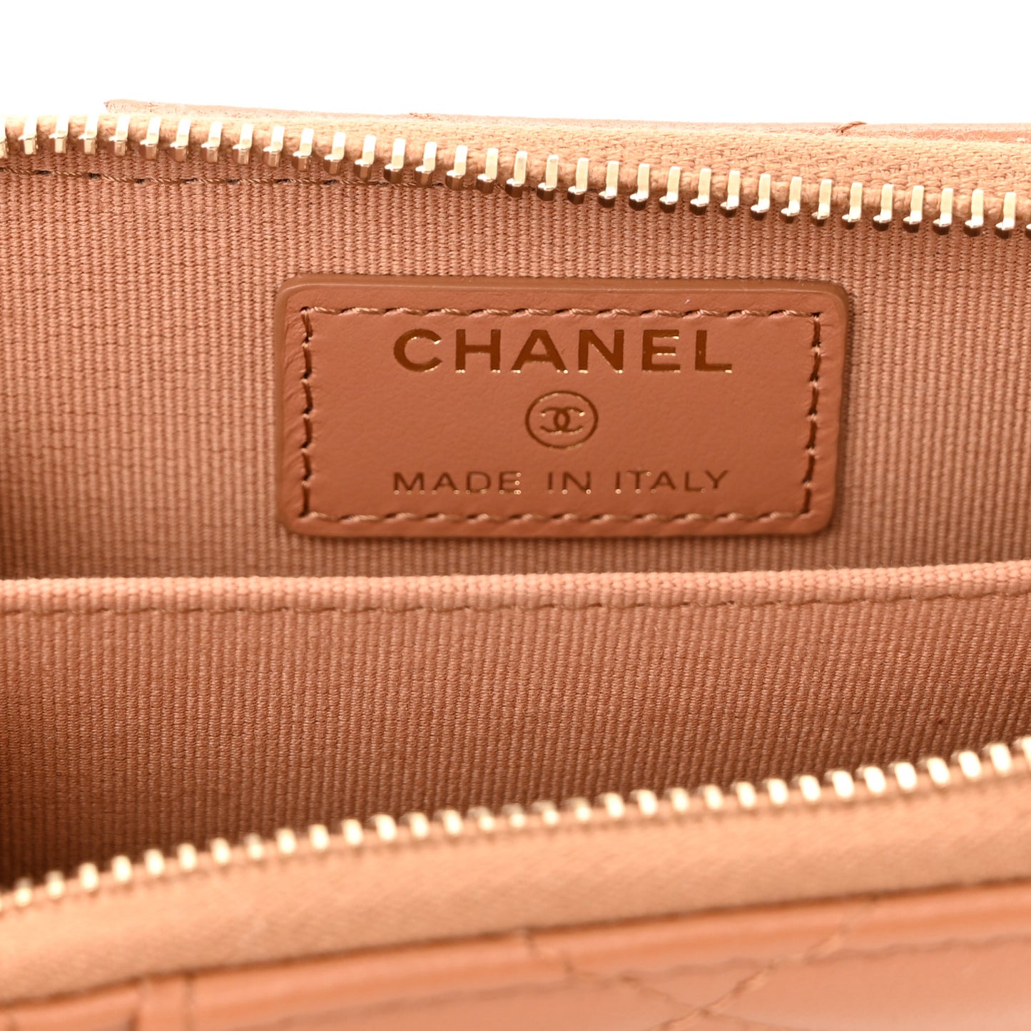 Lambskin Quilted Chanel 19 Vertical Zip Card Holder Wallet Brown