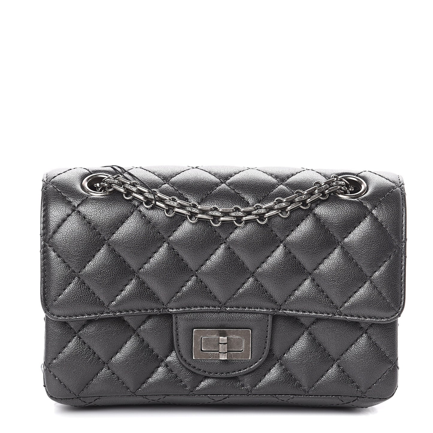 Sheepskin Quilted 2.55 Reissue Mini Flap Dark Grey