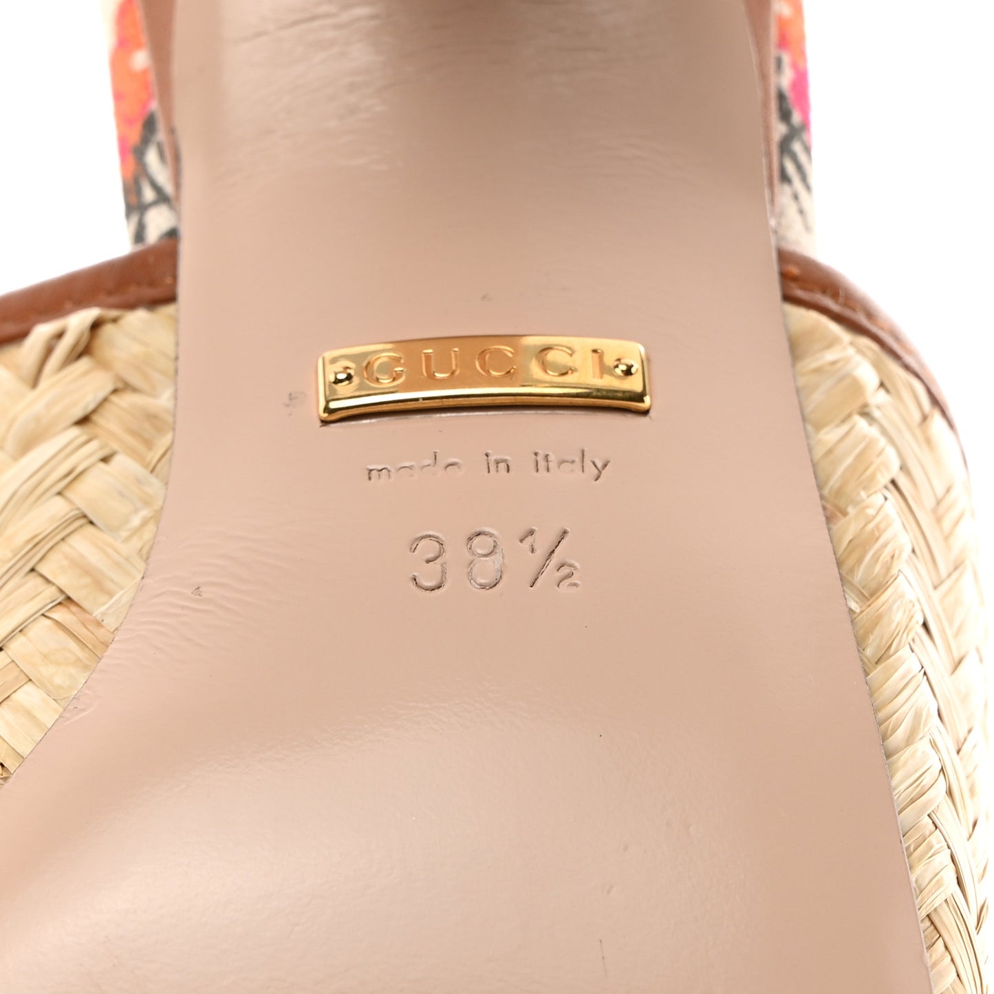 Raffia Malaga Kid Interlocking G Mabel Sandals 38.5 Natural