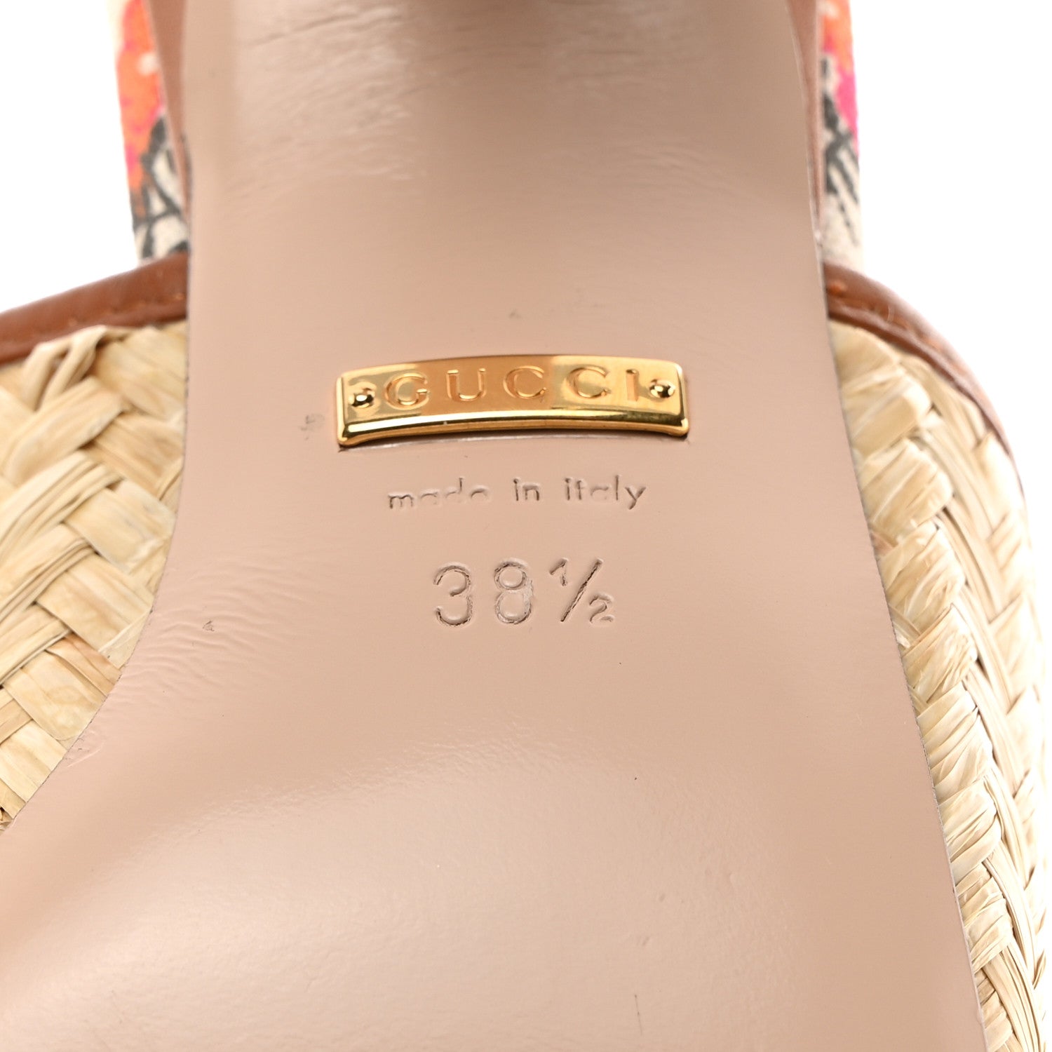 Gucci Raffia Malaga Kid Interlocking G Mabel Sandals 38.5 Natural 6 of 10
