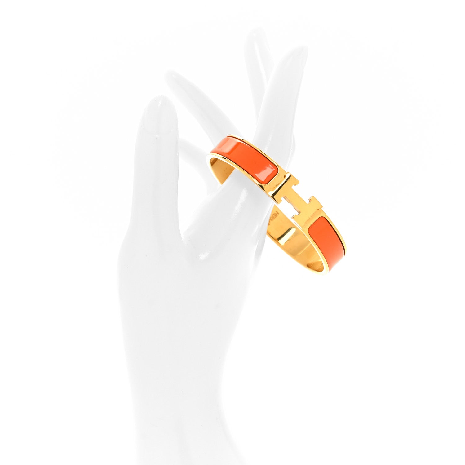 Hermes Enamel Narrow Clic Clac H Bracelet GM Orange 2 of 6