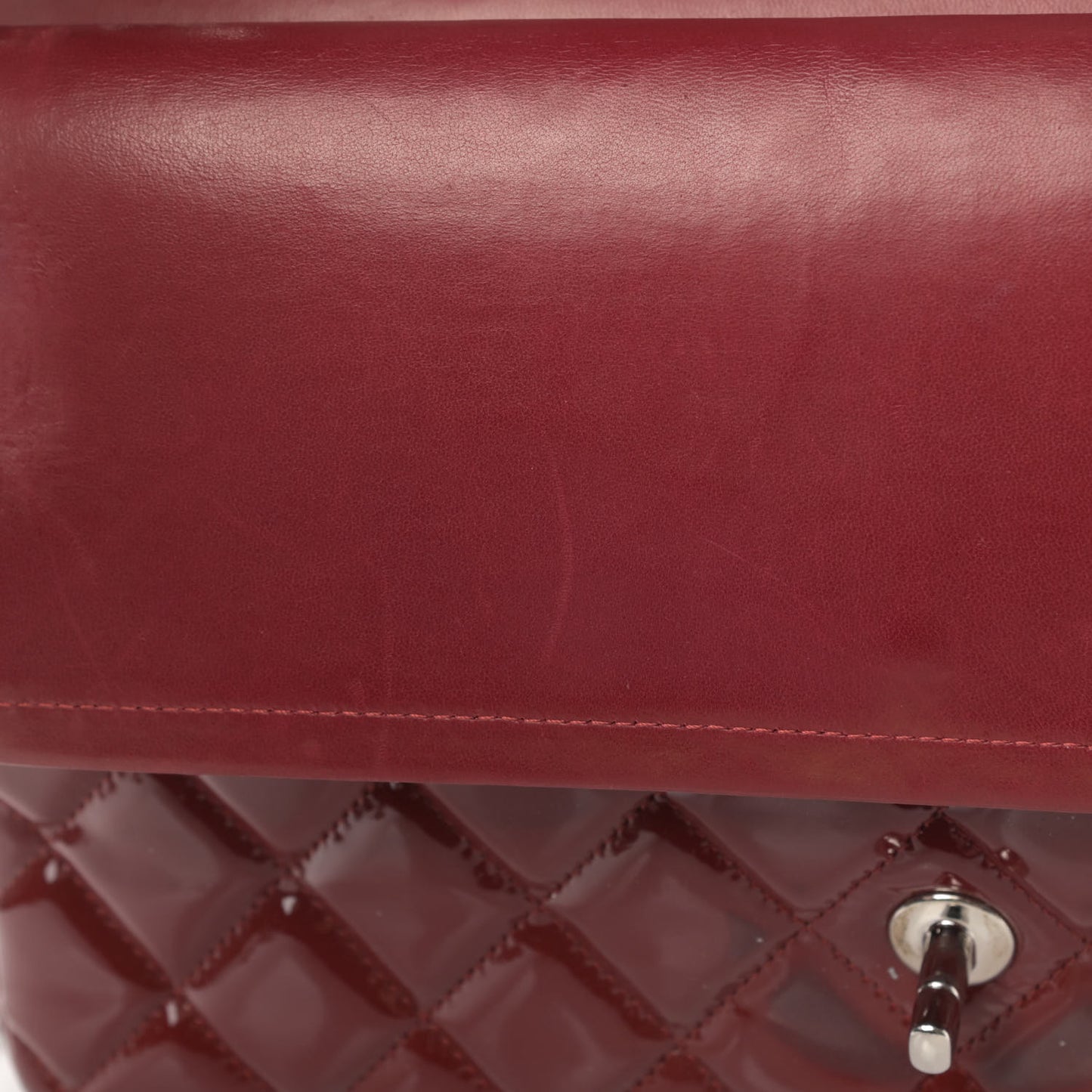 Patent Quilted Jumbo Double Flap Dark Red