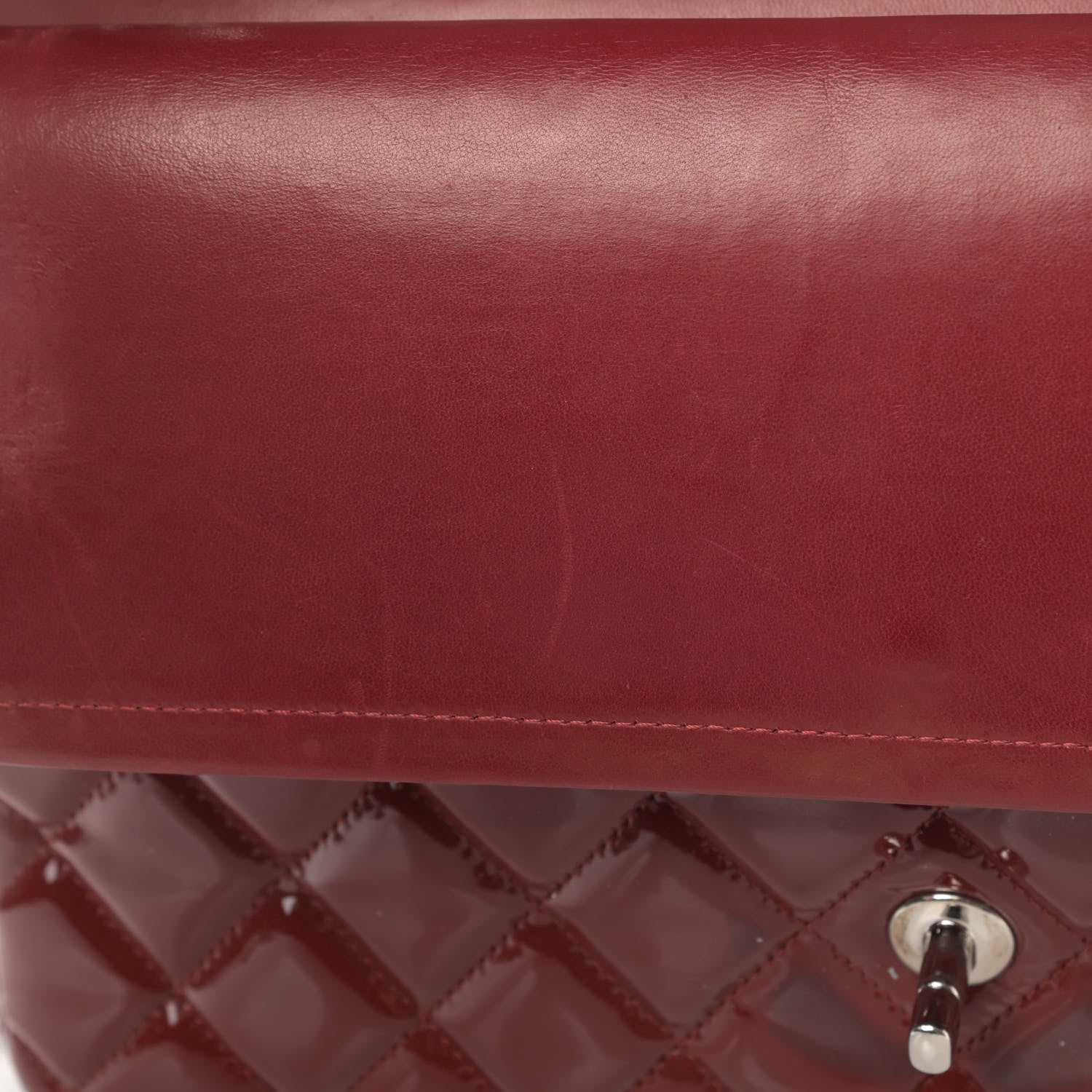 Chanel Patent Quilted Jumbo Double Flap Dark Red 17 of 20