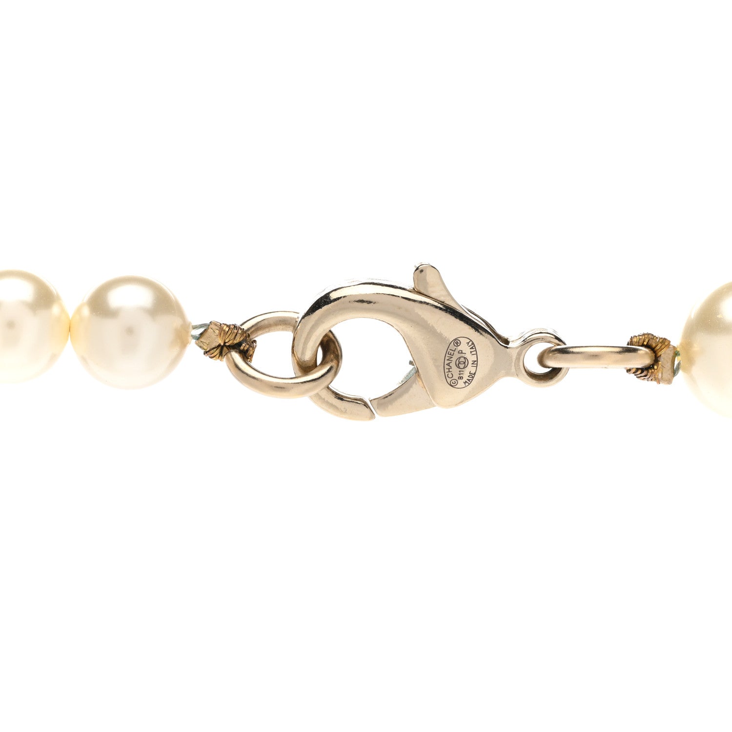 Chanel Crystal Pearl CC Short Necklace Gold 5 of 7
