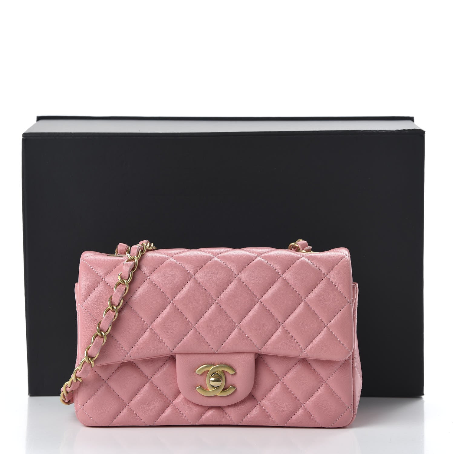 Chanel Lambskin Quilted Mini Rectangular Flap Pink 11 of 11