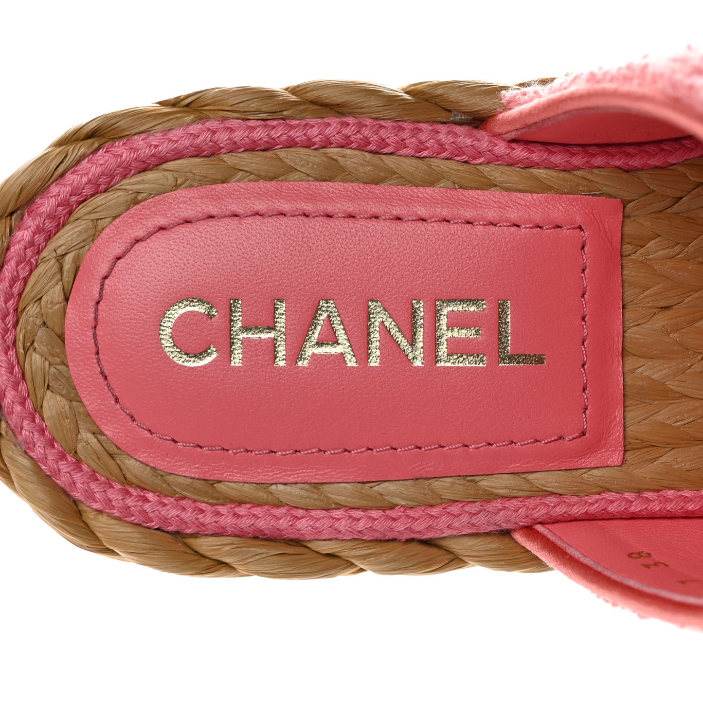 Terry Cloth Raffia CC Logo Thong Sandals 38 Pink