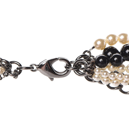 Chanel Pearl Beaded CC Multistrand Necklace Gold Black White 4 of 4