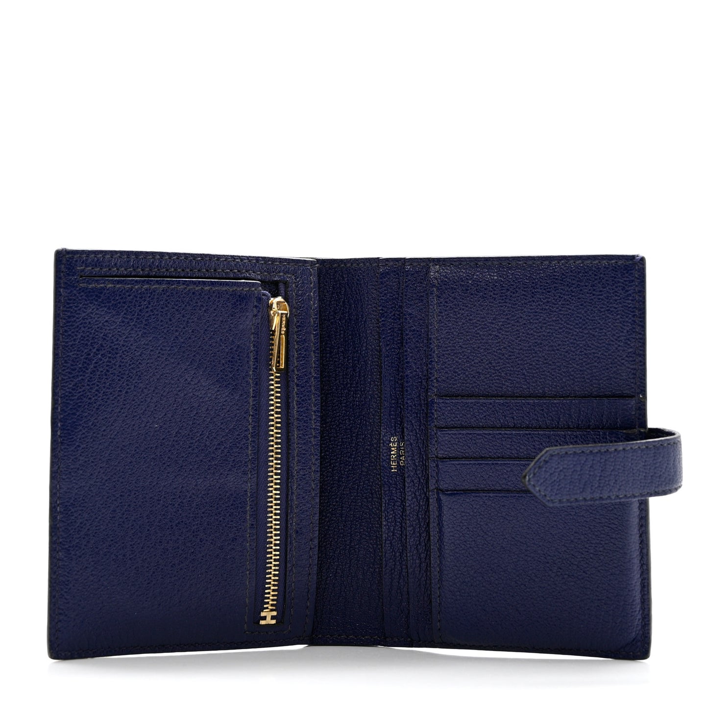 Chevre Mysore Bearn Compact Wallet Bleu Encre