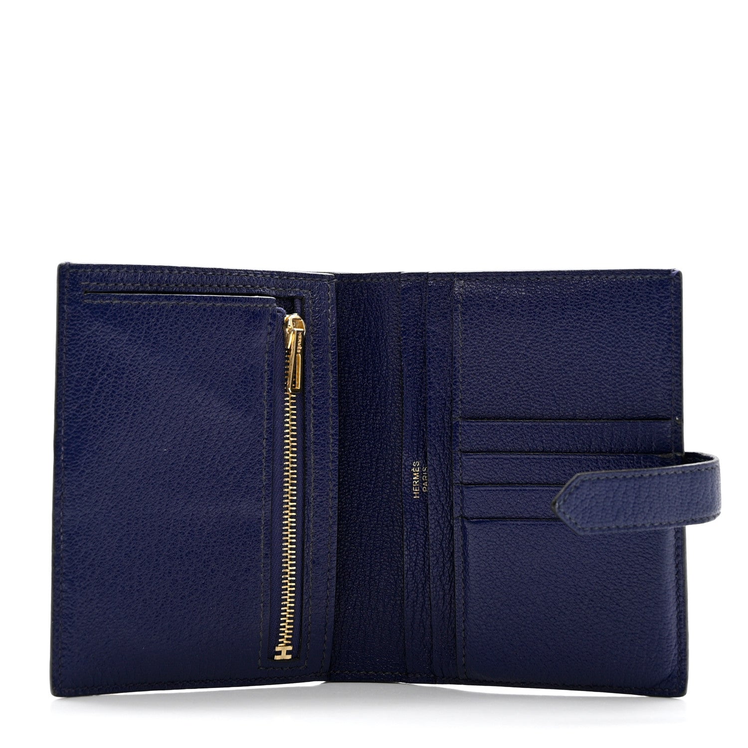 Hermes Chevre Mysore Bearn Compact Wallet Bleu Encre 5 of 9