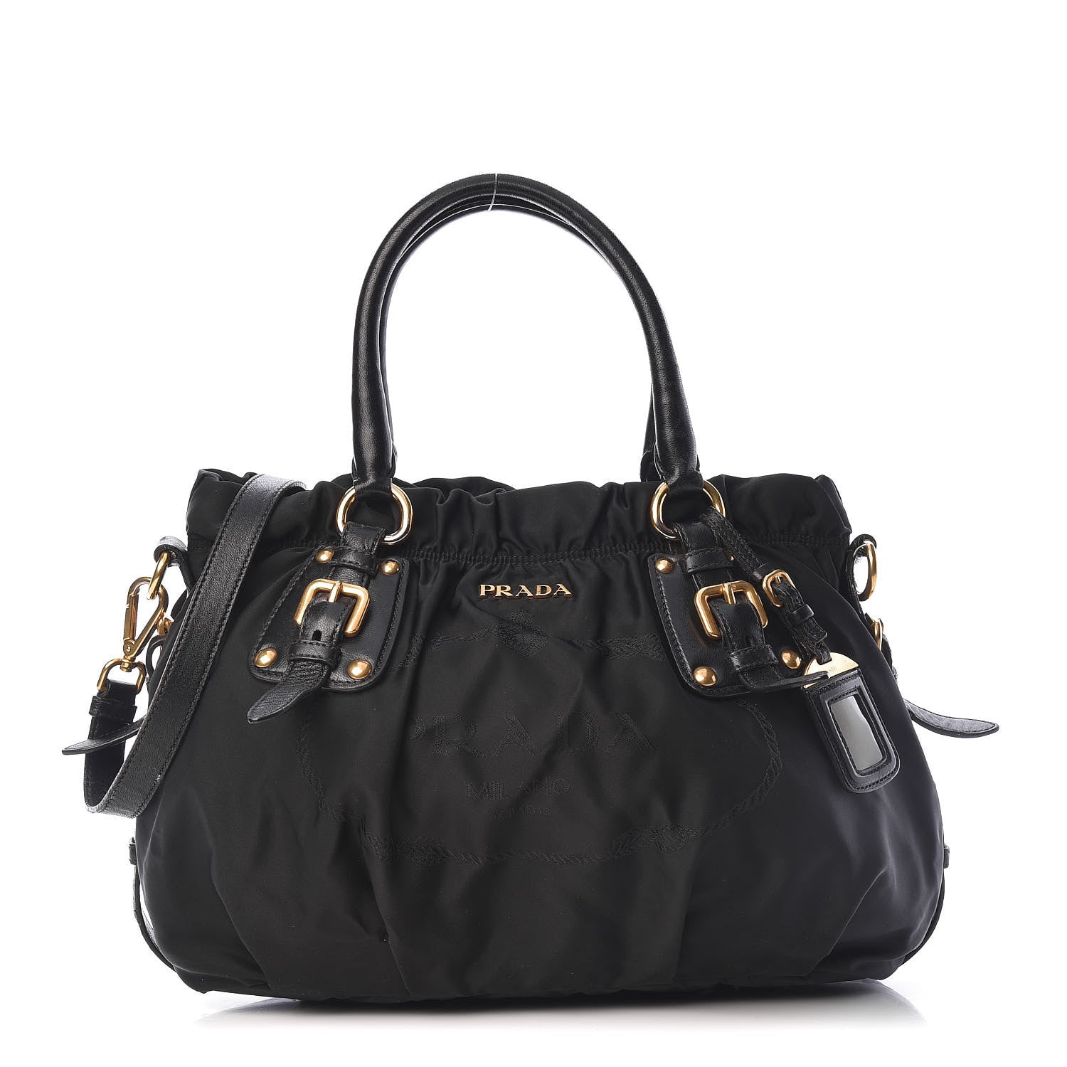 Prada Tessuto Nylon Jacquard Logo Tote Black 1 of 20