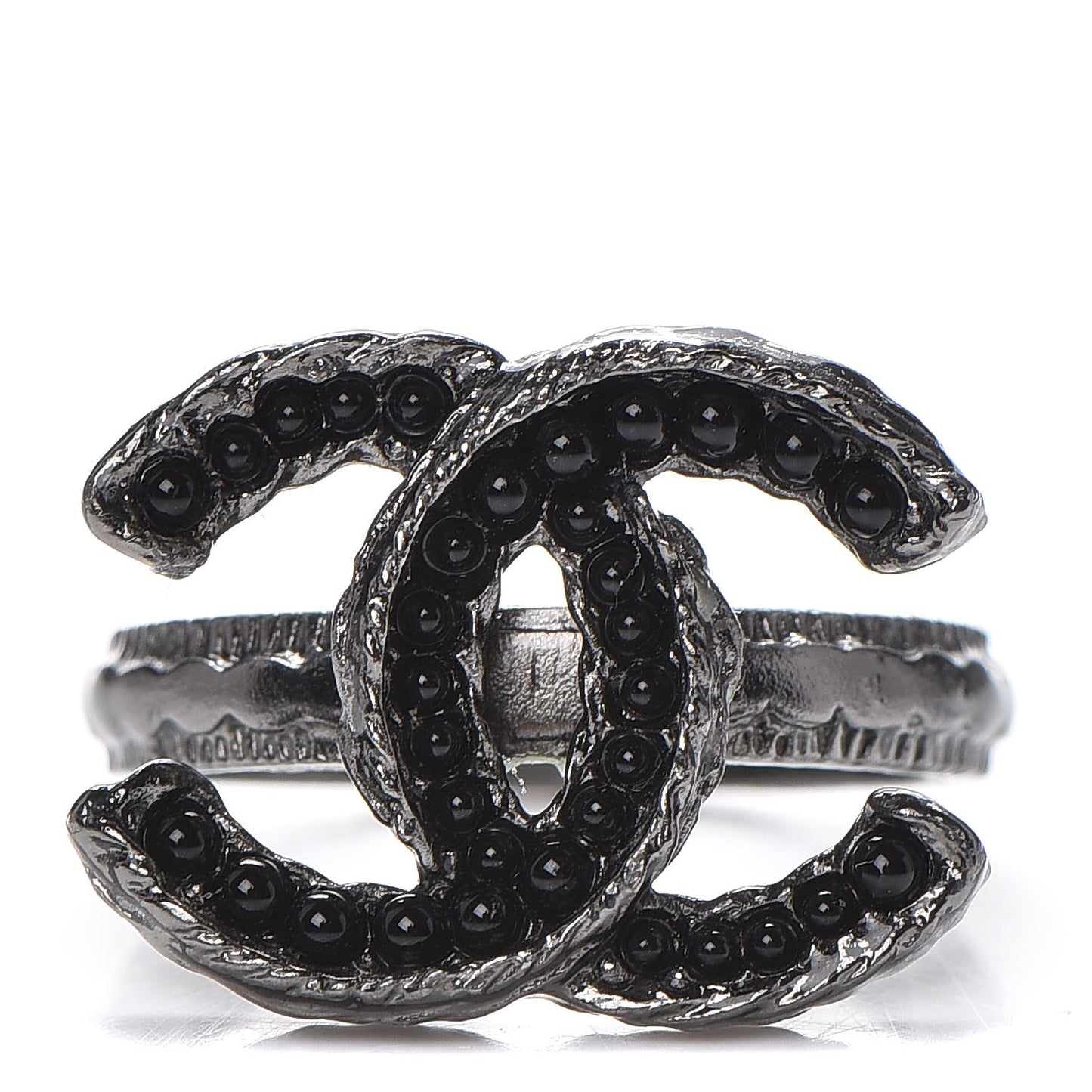 Ruthenium Bead CC Ring 6 Black